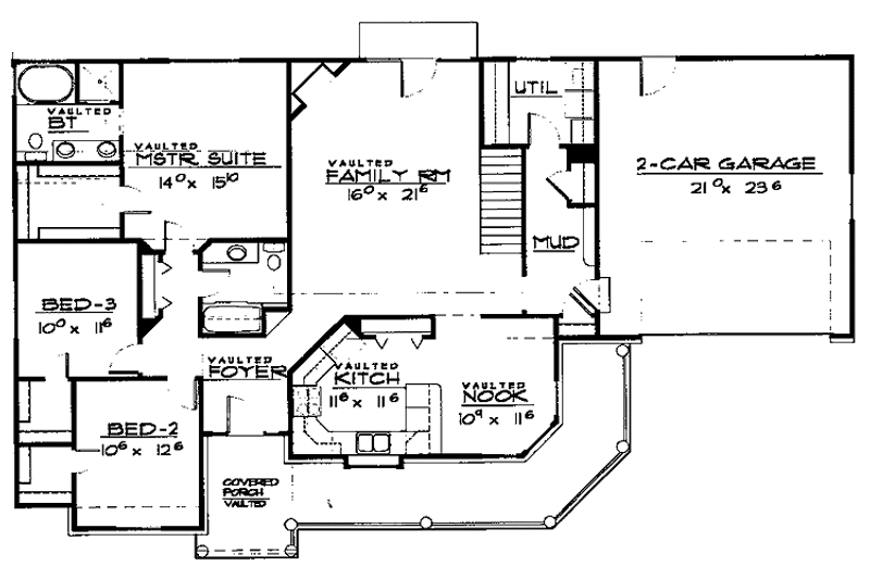 Home Plan - Floor Plan - Main Floor for Country House Plan #308-292 - 3 bed, 2 bath
