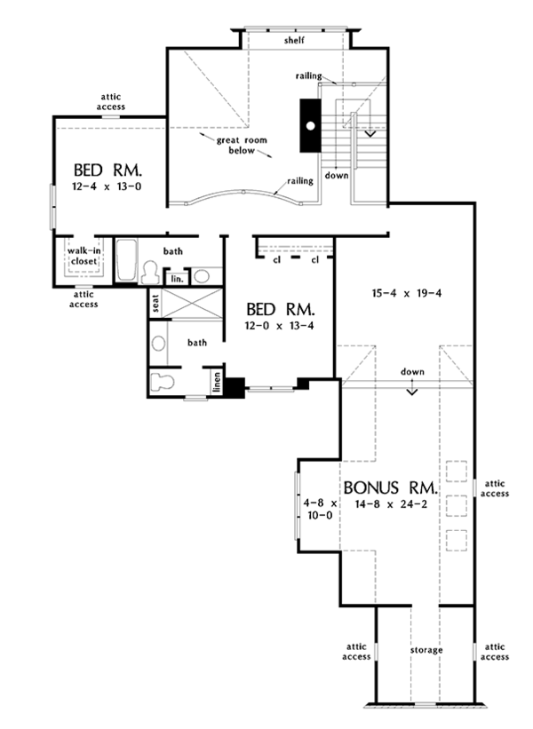 House Plan Design - Traditional Floor Plan - Upper Floor Plan #929-1014
