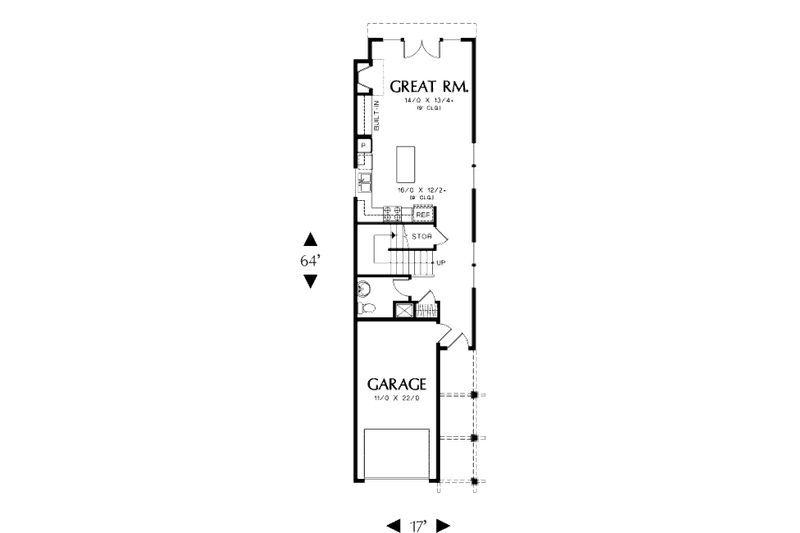 Home Plan - Floor Plan - Main Floor for Craftsman House Plan #48-376 - 2 bed, 2.5 bath