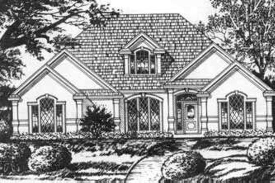 Exterior - Front Elevation for European House Plan #40-366 - 4 bed, 2 bath