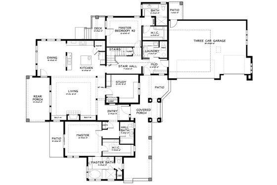 Floor Plan - Main Floor for Craftsman House Plan #895-16 - 3 bed, 4 bath