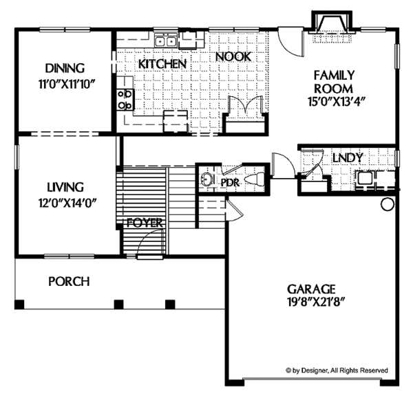 House Plan Design - Country Floor Plan - Main Floor Plan #999-75