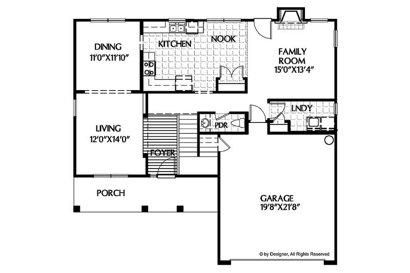 House Plan Design - Floor Plan - Main Floor for Country House Plan #999-75 - 3 bed, 2.5 bath