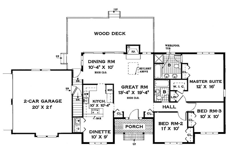 Home Plan - Floor Plan - Main Floor for Ranch House Plan #456-70 - 3 bed, 2 bath