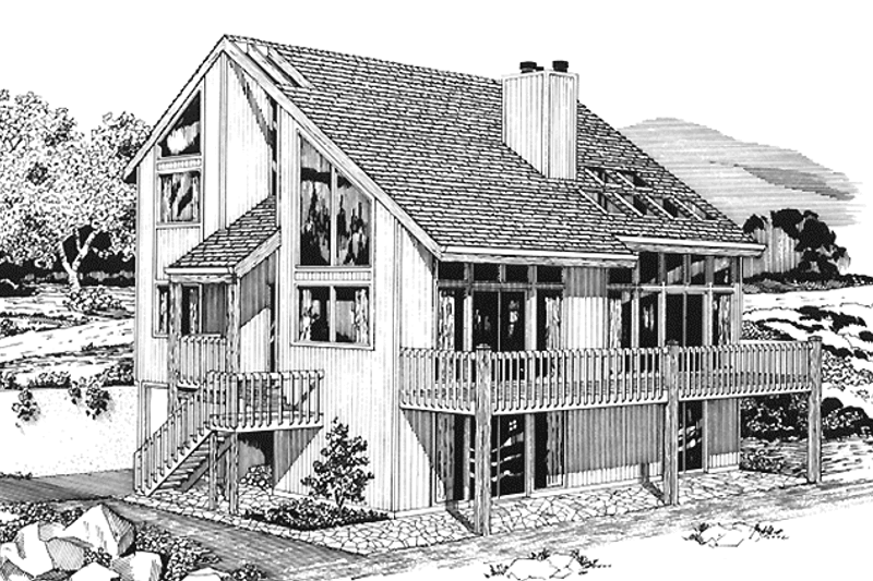 Architectural House Design - Prairie Exterior - Front Elevation Plan #320-1175