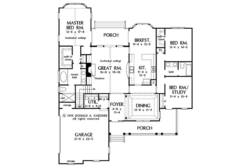 Home Plan - Floor Plan - Main Floor for Country House Plan #929-499 - 3 bed, 2 bath