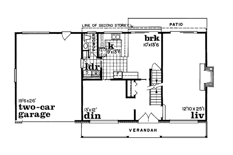 House Blueprint - Floor Plan - Main Floor for Country House Plan #47-669 - 3 bed, 2.5 bath