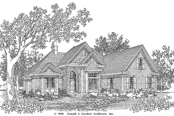 Exterior - Front Elevation 3 for European House Plan #929-315 - 3 bed, 2 bath