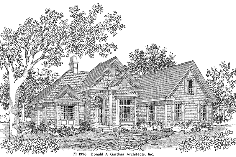 Home Plan - Exterior - Front Elevation 3 for European House Plan #929-315 - 3 bed, 2 bath