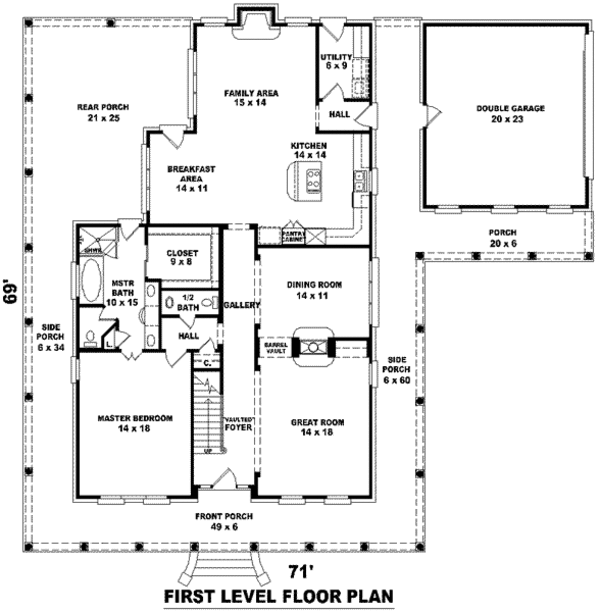 Southern Floor Plan - Main Floor Plan #81-1057