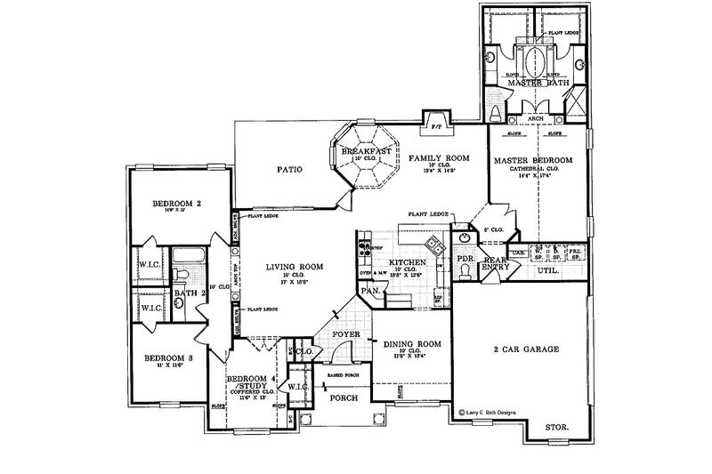 Architectural House Design - Floor Plan - Main Floor for Ranch House Plan #952-1 - 4 bed, 2.5 bath