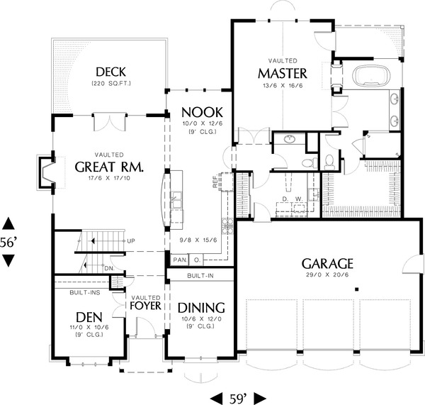 Home Plan - Main level floor plan - 2800 square foot Craftsman home