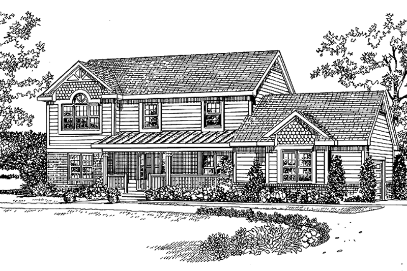 Architectural House Design - Exterior - Front Elevation for Country House Plan #72-1103 - 4 bed, 2.5 bath