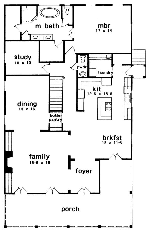 Architectural House Design - Country Floor Plan - Main Floor Plan #301-133