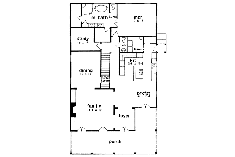 Home Plan - Floor Plan - Main Floor for Country House Plan #301-133 - 3 bed, 3.5 bath
