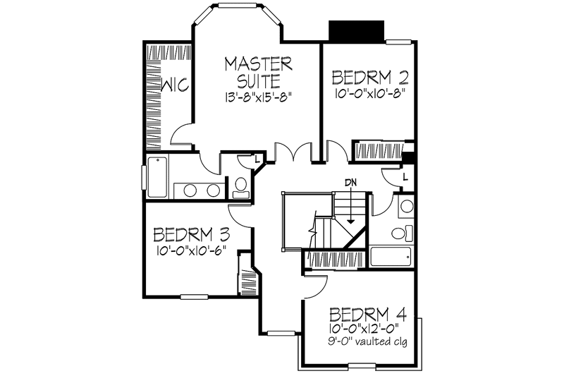 Home Plan - Floor Plan - Upper Floor for Prairie House Plan #320-1417 - 4 bed, 2.5 bath