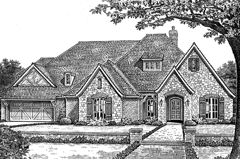 Home Plan - Exterior - Front Elevation 3 for Country House Plan #310-1193 - 5 bed, 3 bath
