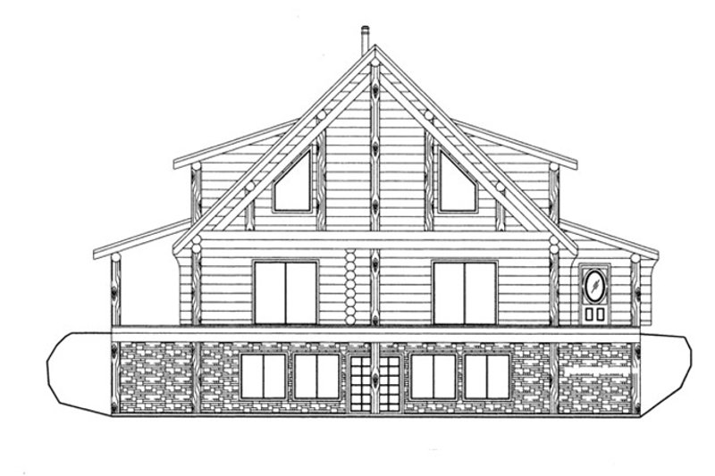 Home Plan - Exterior - Front Elevation for Log House Plan #117-826 - 1 bed, 2.5 bath