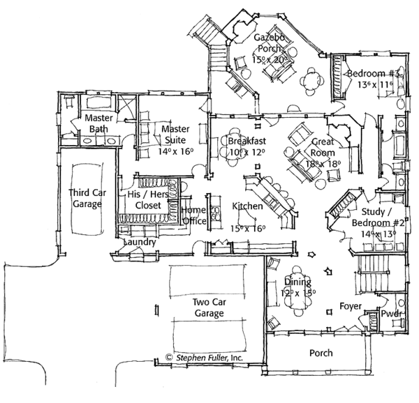 Home Plan - Colonial Floor Plan - Main Floor Plan #429-444