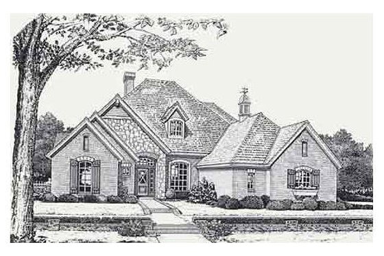 Exterior - Front Elevation for European House Plan #310-870 - 4 bed, 3 bath