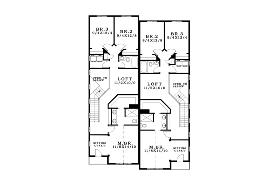 Floor Plan - Upper Floor for Craftsman House Plan #943-37 - 6 bed, 4 bath