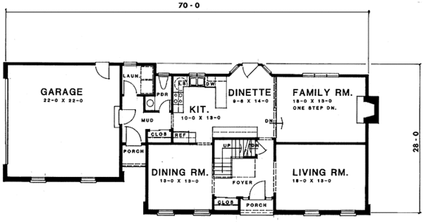 House Design - Colonial Floor Plan - Main Floor Plan #1001-126