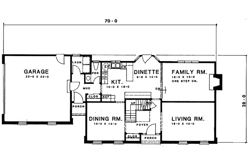 Home Plan - Floor Plan - Main Floor for Colonial House Plan #1001-126 - 4 bed, 2.5 bath