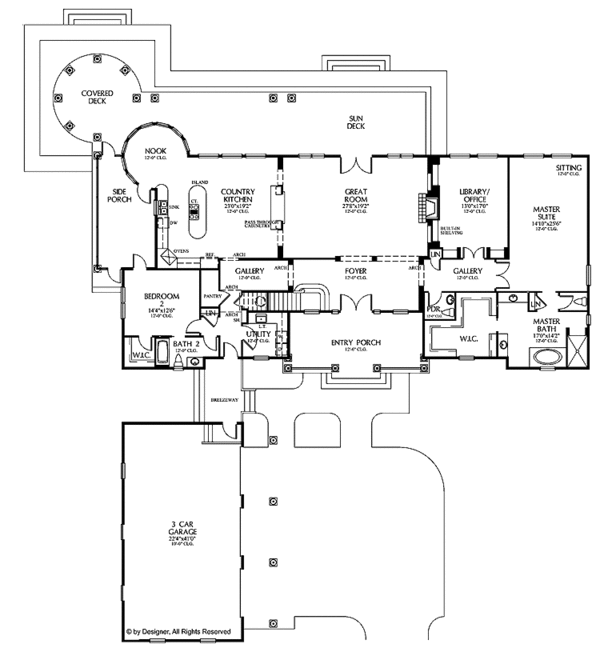 Home Plan - Mediterranean Floor Plan - Main Floor Plan #999-115