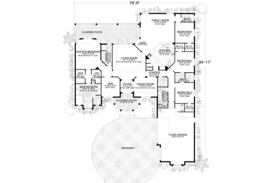 Floor Plan - Main Floor for Mediterranean House Plan #420-132 - 4 bed, 4.5 bath