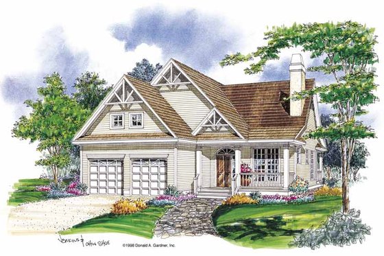 Exterior - Front Elevation 3 for Craftsman House Plan #929-318 - 3 bed, 2 bath