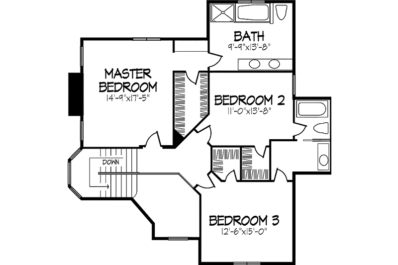 House Plan Design - Floor Plan - Upper Floor for Tudor House Plan #320-866 - 3 bed, 2.5 bath