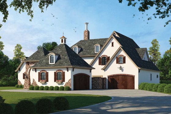 Exterior - Front Elevation 4 for European House Plan #20-1731 - 4 bed, 4.5 bath