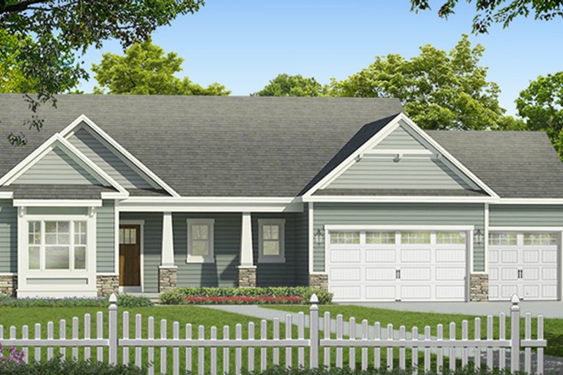 Dream House Plan - Exterior - Front Elevation 3 for Ranch House Plan #1010-183 - 3 bed, 2 bath