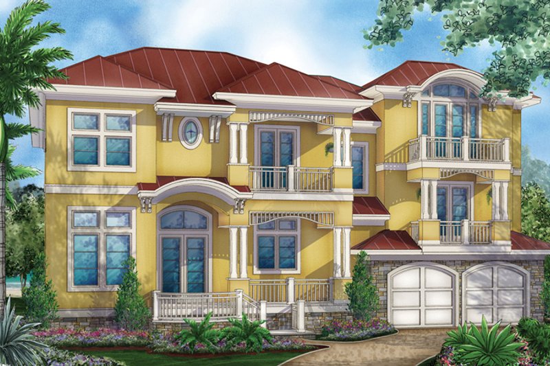 Architectural House Design - Exterior - Front Elevation 3 for Mediterranean House Plan #1017-136 - 4 bed, 5.5 bath