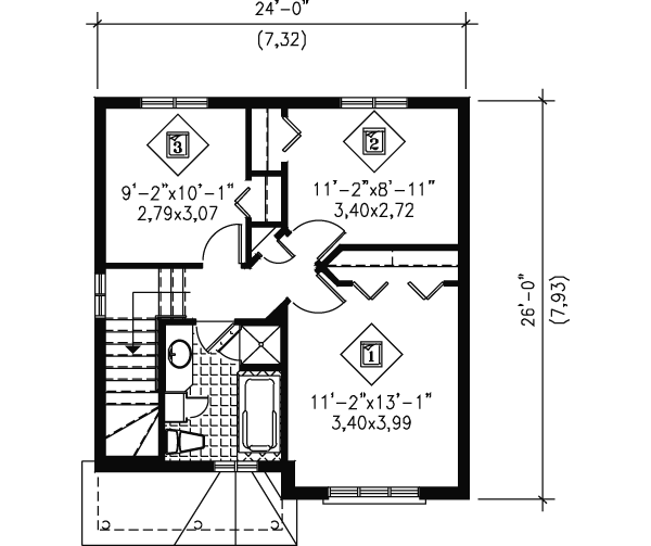 Traditional Floor Plan - Upper Floor Plan #25-4022