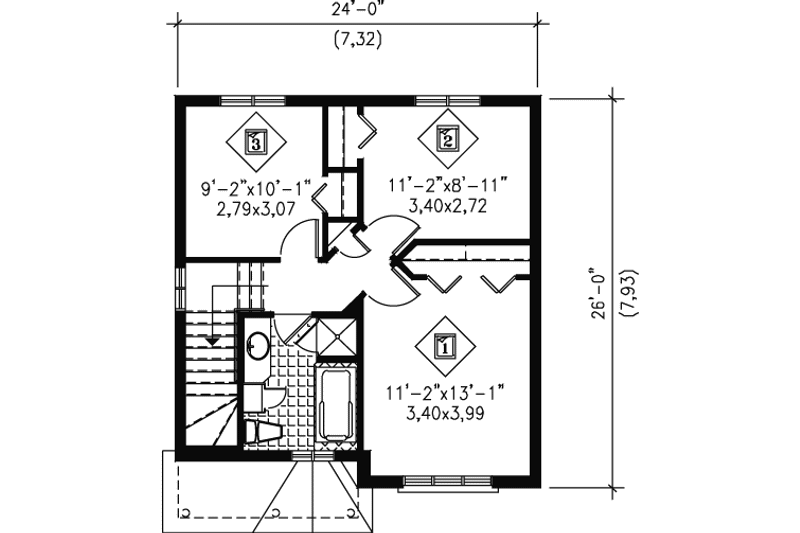 Dream House Plan - Floor Plan - Upper Floor for Traditional House Plan #25-4022 - 3 bed, 1.5 bath