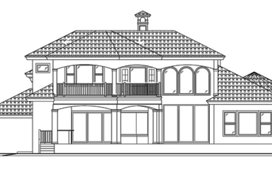 Exterior - Rear Elevation for Mediterranean House Plan #27-427 - 4 bed, 4.5 bath