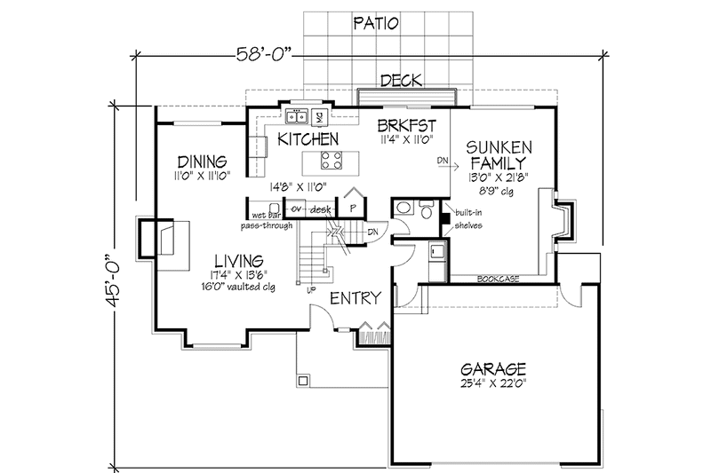 Home Plan - Floor Plan - Main Floor for Prairie House Plan #320-1138 - 3 bed, 2.5 bath