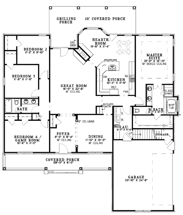House Plan Design - Country Floor Plan - Main Floor Plan #17-2949