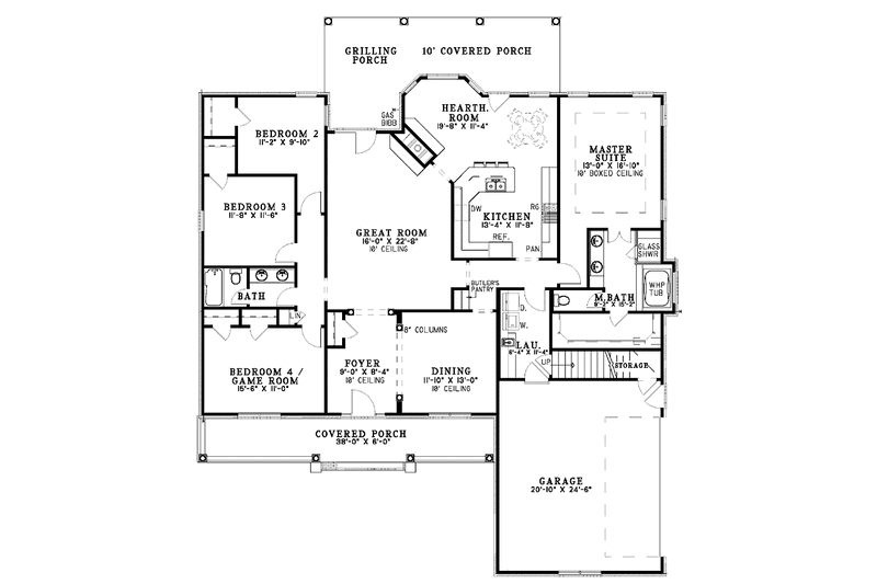 Home Plan - Floor Plan - Main Floor for Country House Plan #17-2949 - 4 bed, 2 bath