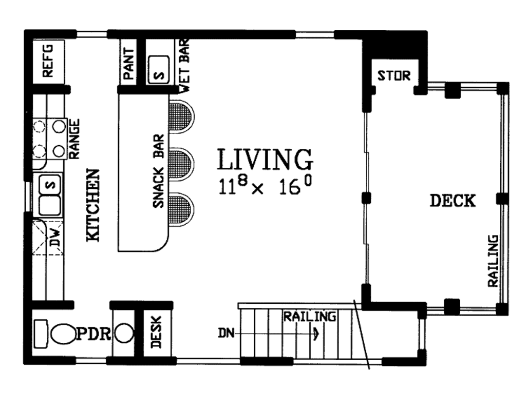 Craftsman Style House Plan - 2 Beds 1.5 Baths 945 Sq/Ft Plan #1035-1