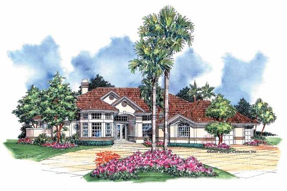 Exterior - Front Elevation 3 for Mediterranean House Plan #930-38 - 3 bed, 3.5 bath
