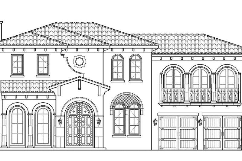 Home Plan - Exterior - Front Elevation 3 for Mediterranean House Plan #1019-3 - 4 bed, 4 bath