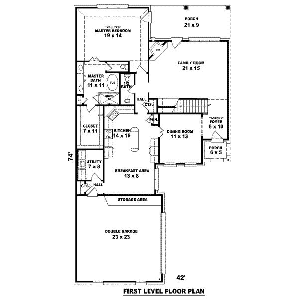 Floor Plan - Main Floor for Colonial House Plan #81-1459 - 3 bed, 2.5 bath