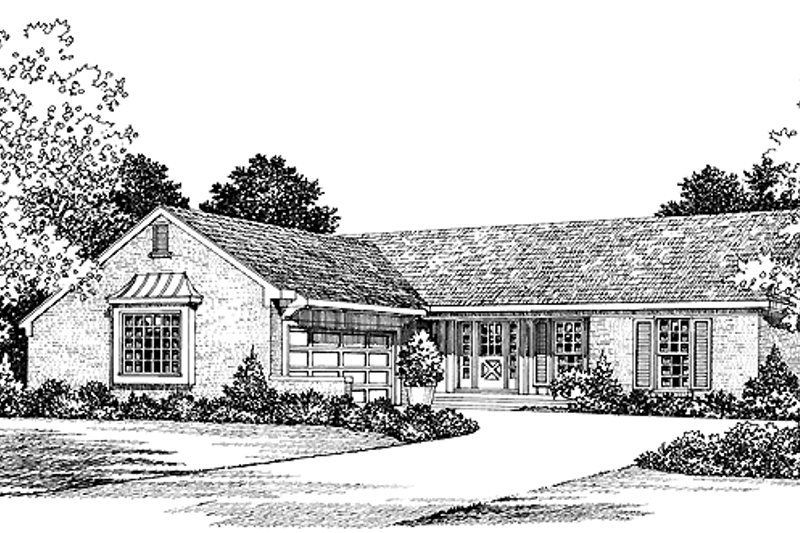 House Blueprint - Ranch Exterior - Front Elevation Plan #72-718
