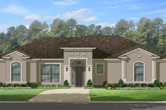Exterior - Front Elevation 3 for Mediterranean House Plan #1058-113 - 3 bed, 2 bath