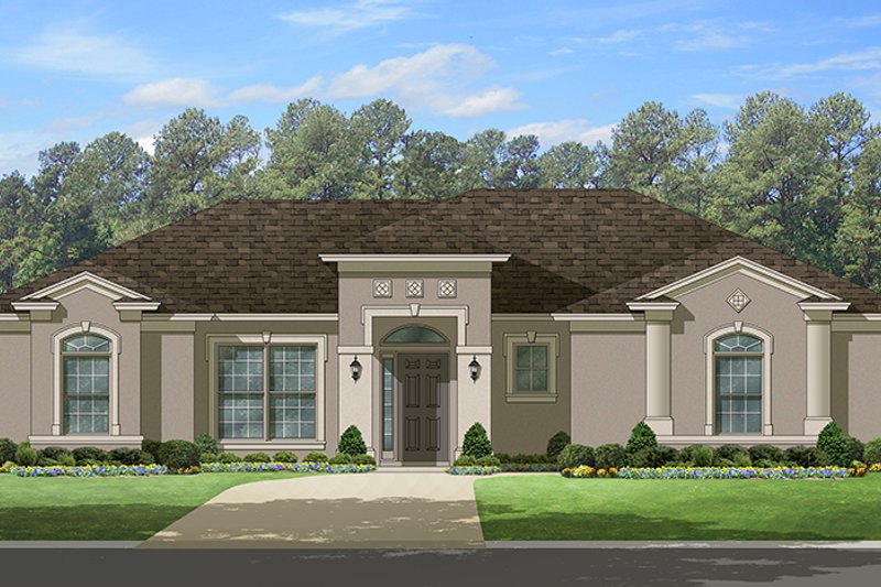 Dream House Plan - Exterior - Front Elevation 3 for Mediterranean House Plan #1058-113 - 3 bed, 2 bath