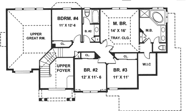 House Plan Design - European Floor Plan - Upper Floor Plan #1001-59