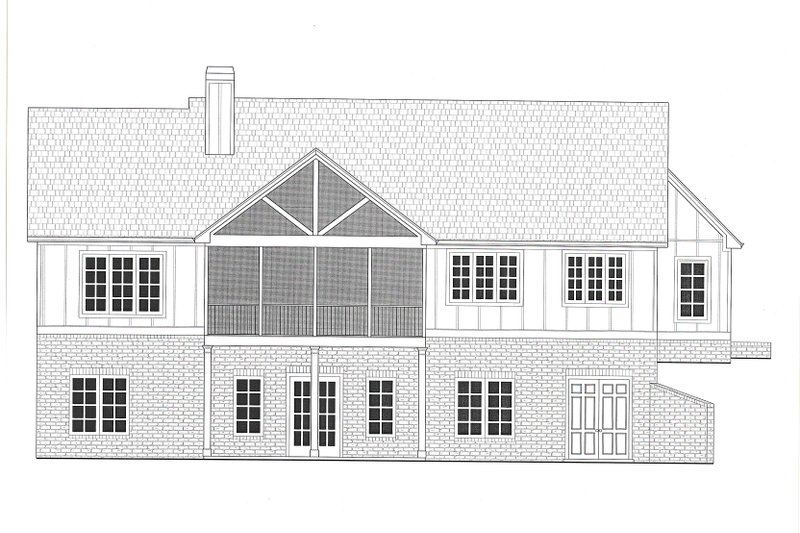 Architectural House Design - Exterior - Rear Elevation 1 for Farmhouse House Plan #437-129 - 3 bed, 3.5 bath