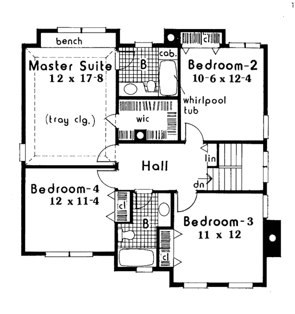 Home Plan - Colonial Floor Plan - Upper Floor Plan #3-335